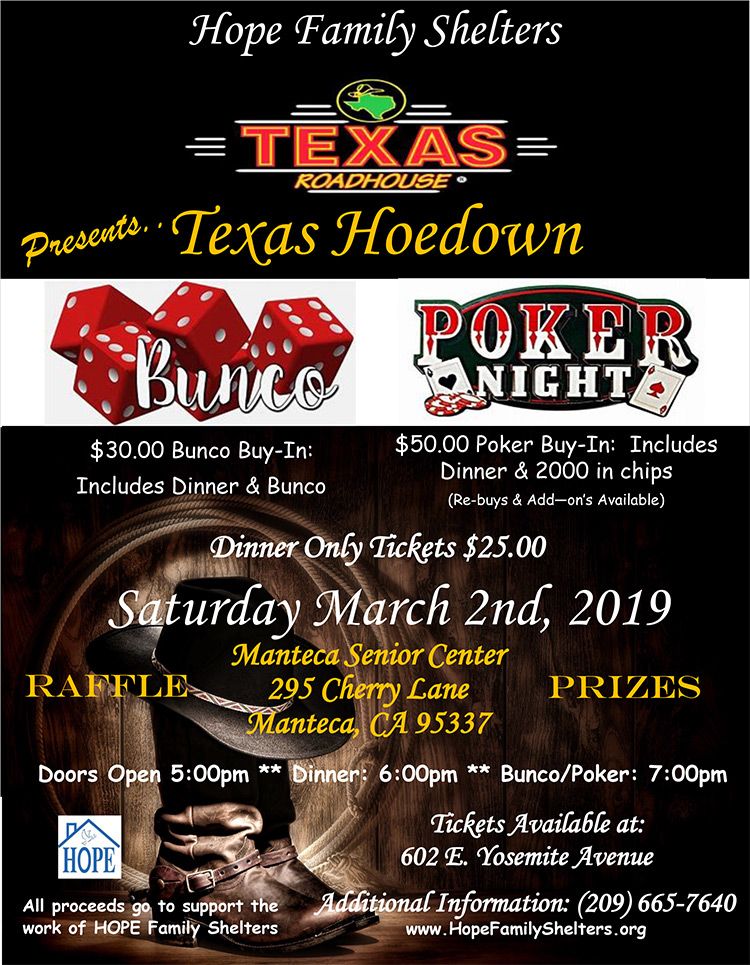 Texas Hoedown Dinner Event - Hope Family Shelters Manteca CA