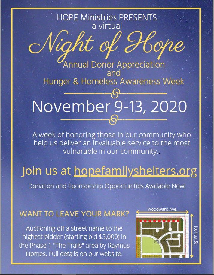 Night of Hope Annual Donor Appreciation Dinner 2020