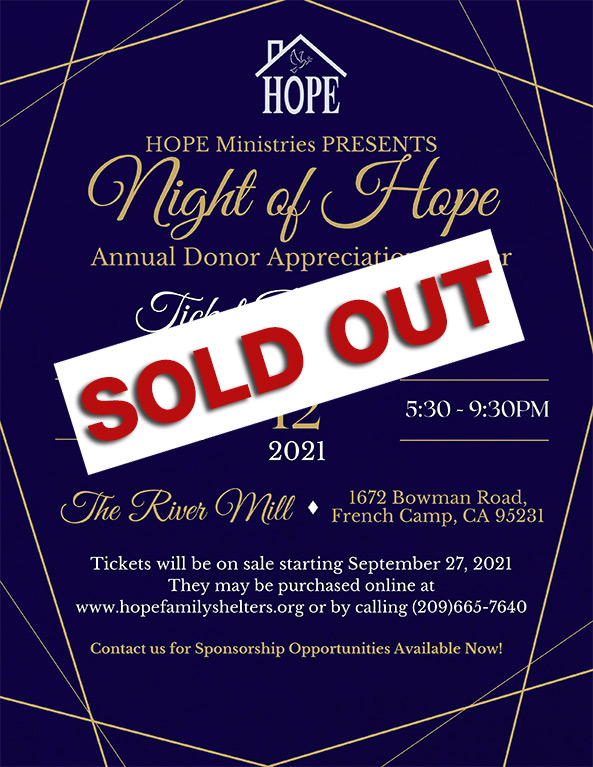 Night of Hope Annual Donor Appreciation Dinner Manteca Homeless